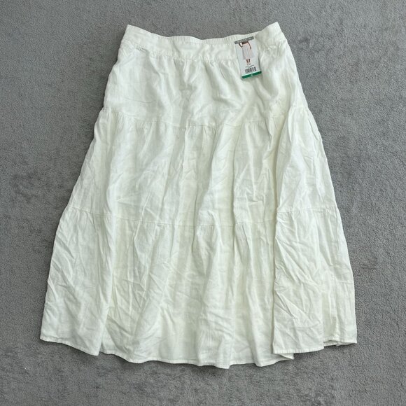 NEW Matty M Linen Blend Women's XL White Tiered Midi Skirt - Picture 5 of 10